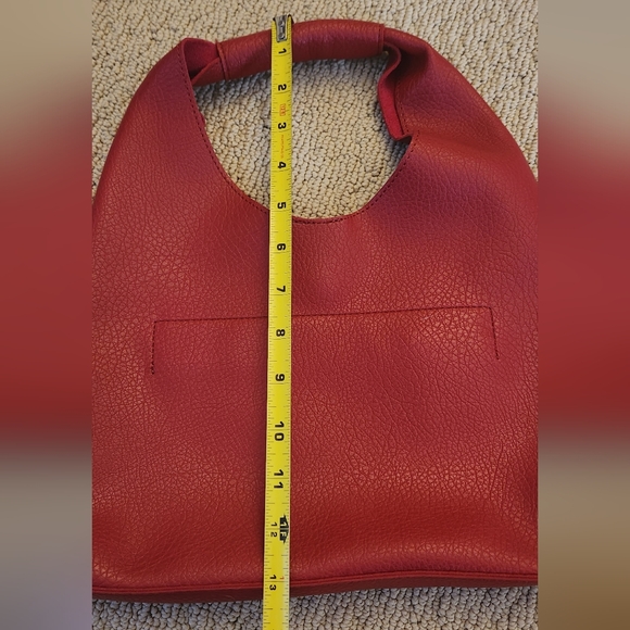 NWOT Banana Republic Vegan Leather Mini Slouchy Tote in Red - Picture 6 of 8
